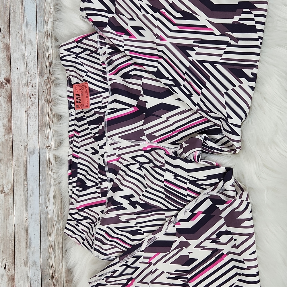 NWT, Love, Life, Live, Women's Multicolor yoga pants7/8 Length high rise, Sz L/G - Picture 7 of 9
